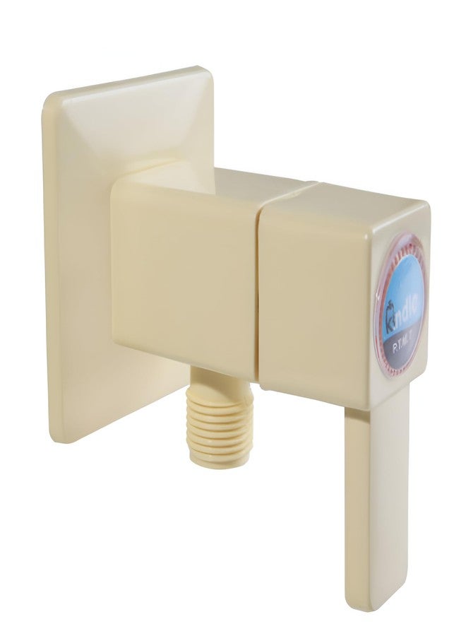 NEW WARE PVC Angle Cock with Wall Flange | Square Ivory Plastic Angular Stop Cock for Bathroom, Wash Basin & Kitchen Sink